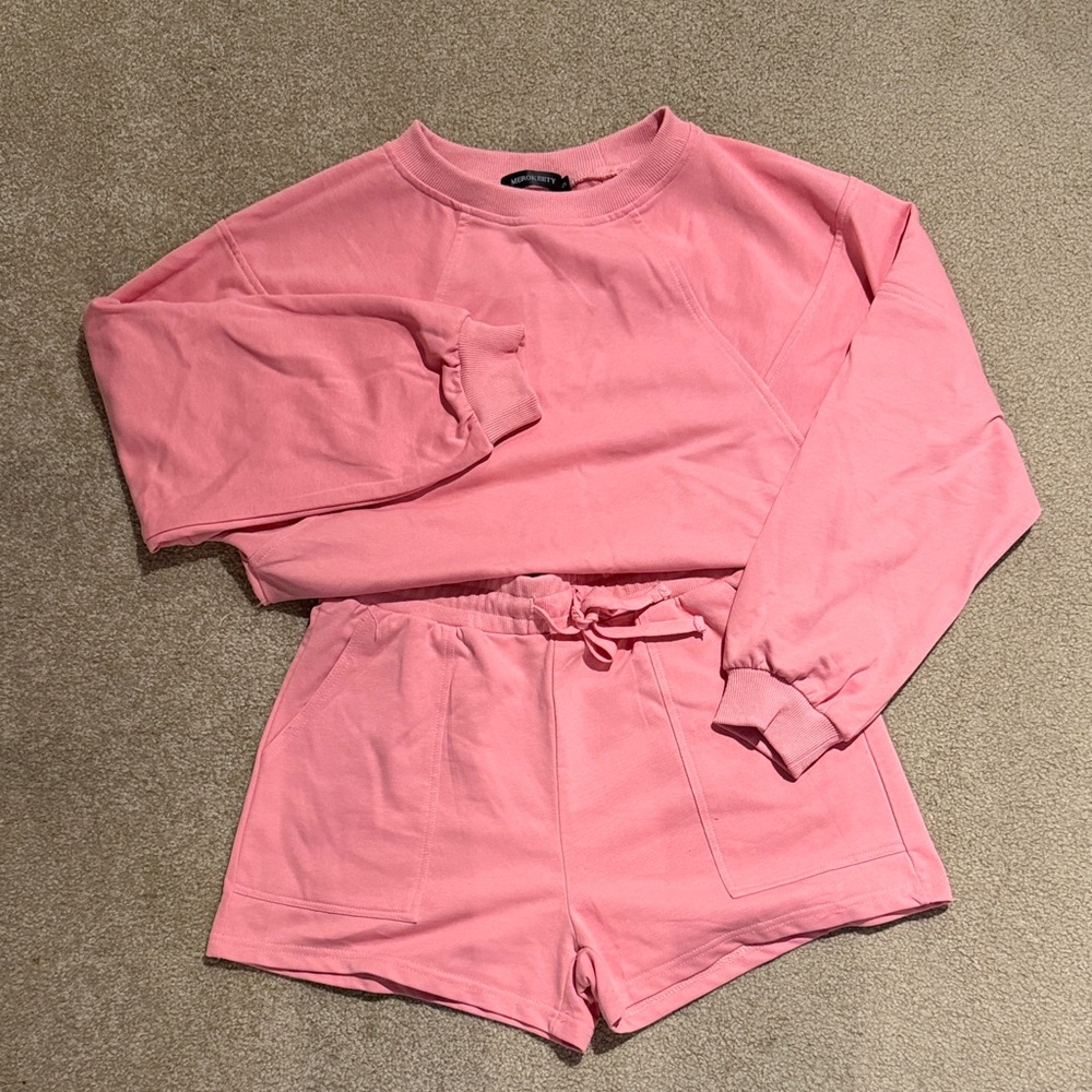 Cozy Pink Sweatshirt and Shorts Set- New without Tag